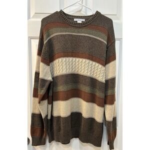 Geoffrey Beene Textured Stripe Vintage Sweater Mens XXL Pullover Grandpa Grunge